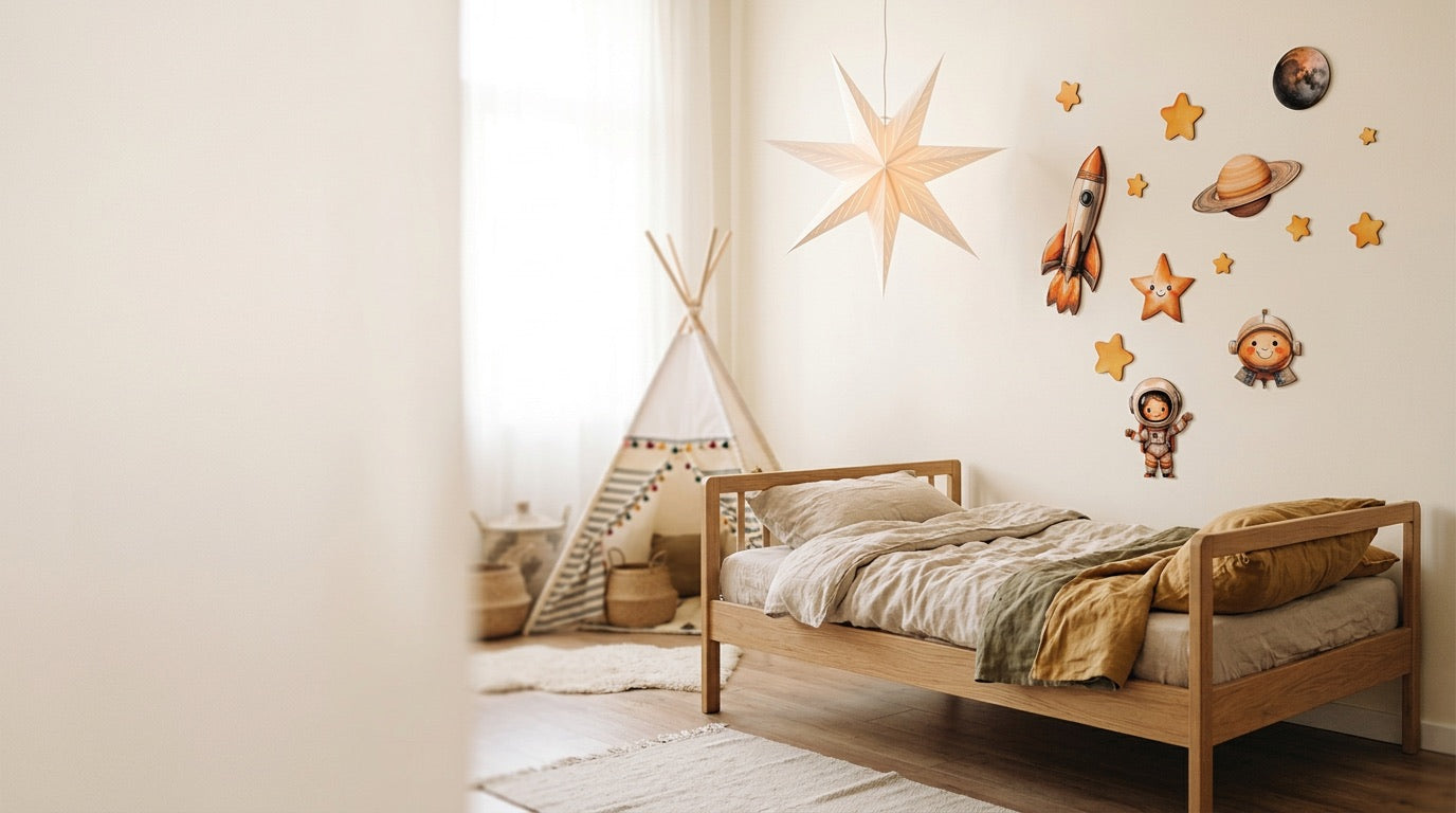 Wooden wall art in a child's room