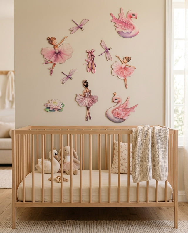 Ballerina Wooden Wall Art Set — over the cot
