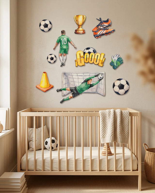 Football Wooden Wall Art Set — over the cot