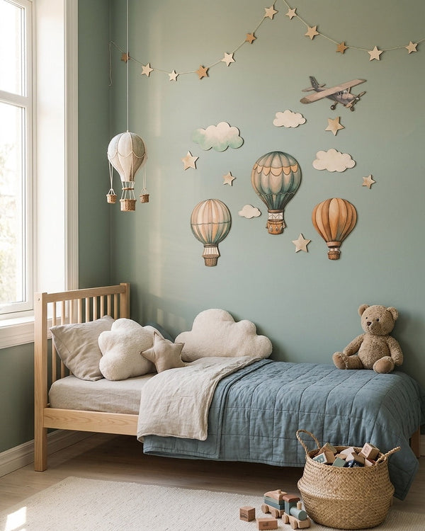 Hot Air Balloon Wooden Wall Art Set