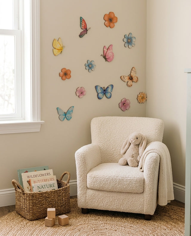 Meadow Wooden Wall Art Set — in a reading nook