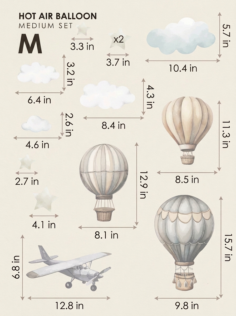 Hot Air Balloon — Medium size chart