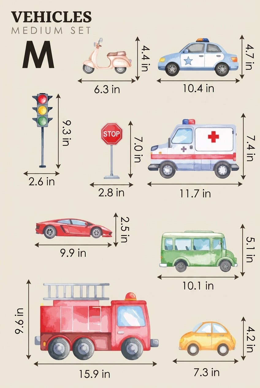 Vehicles — Medium size chart