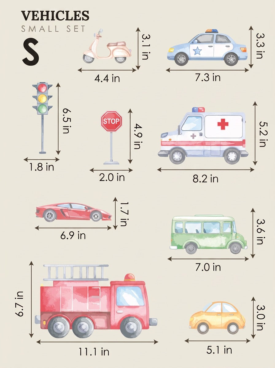 Vehicles — Small size chart