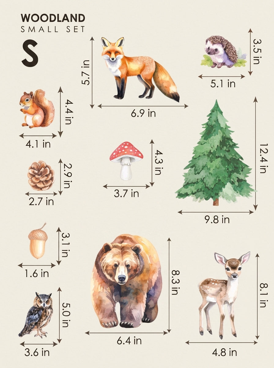 Woodland — Small size chart