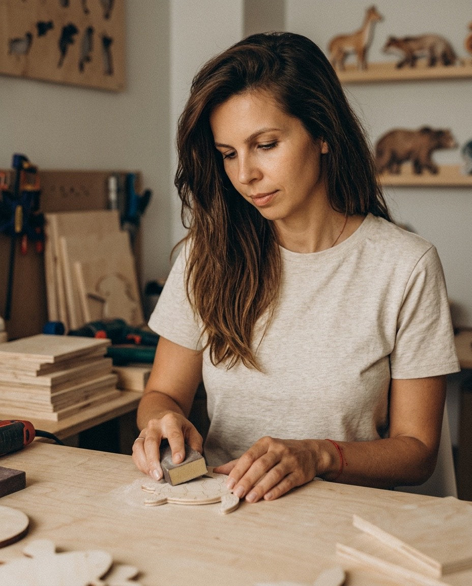 Karolina hand-finishing in the Warsaw workshop